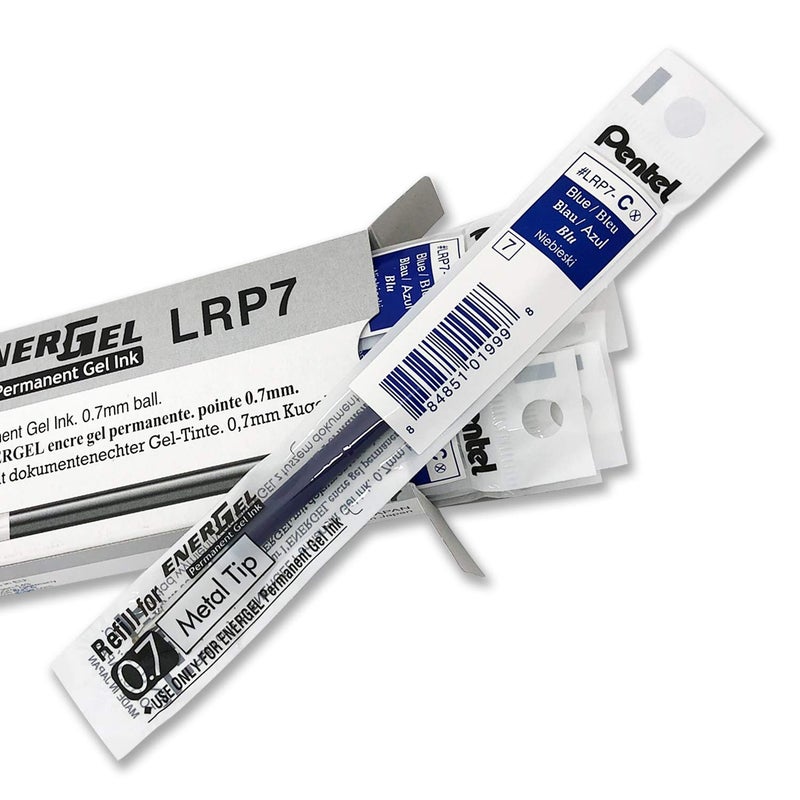 بنتل حبر إعادة تعبئة Pentel - لقلم الجل الدائم EnerGel PRO، (0.7 مم) خط متوسط، حبر أزرق - LRP7-C، عدد 12 (عبوة من قطعة واحدة) - Image 2